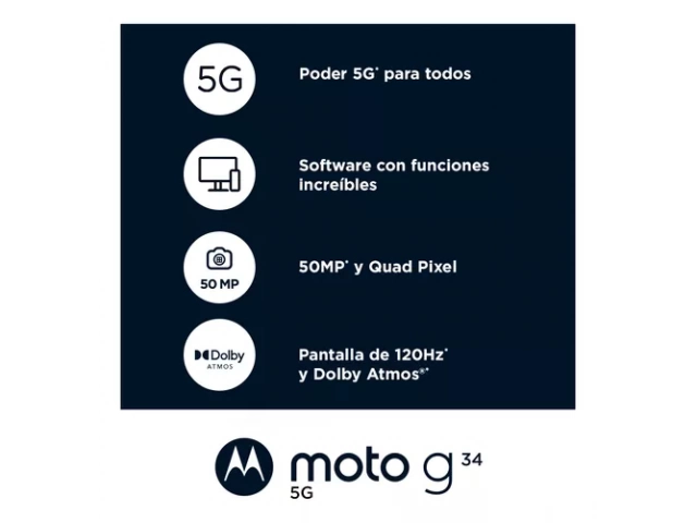 Motorola G34 5G 8/256GB Azul cámara trasera dual con flash LED