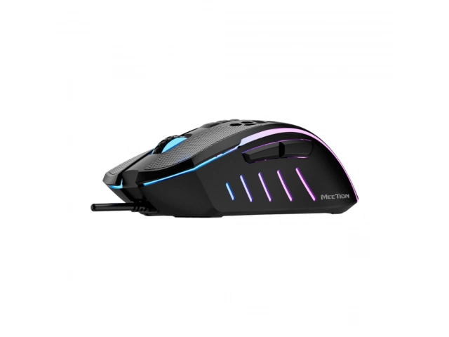 Mouse gamer Meetion GM015 con iluminación RGB personalizable, DPI ajustable y diseño ergonómico para un control preciso en juegos. Disponible en Avlis Uruguay.