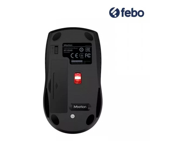 Mouse Meetion R560 gris junto a su receptor USB Nano de 2.4 GHz, conexión plug and play.
