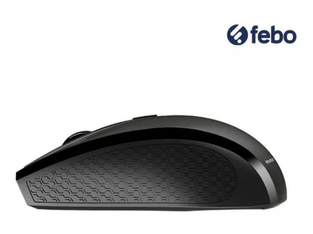 Vista lateral del mouse Meetion R560 gris, mostrando su perfil delgado y cómodo agarre.