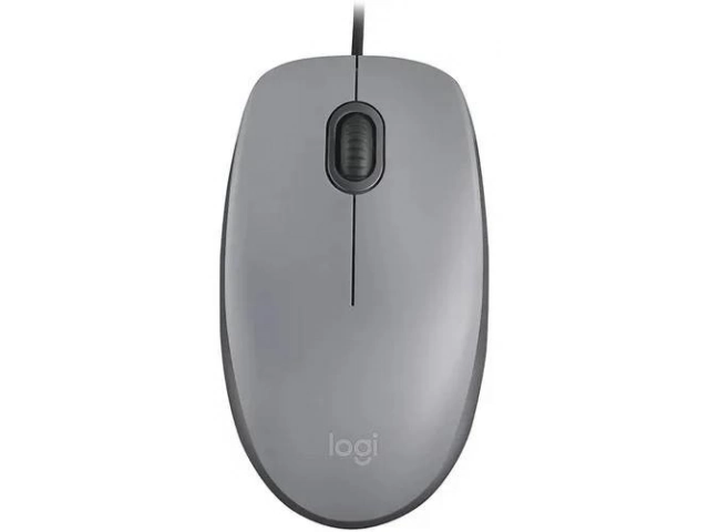 Vista superior del mouse Logitech M110 Silent gris con botones silenciosos