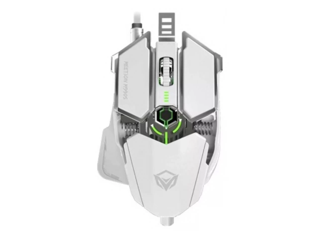 Vista frontal del Mouse Meetion M990s White con diseño ergonómico y acabado blanco mate