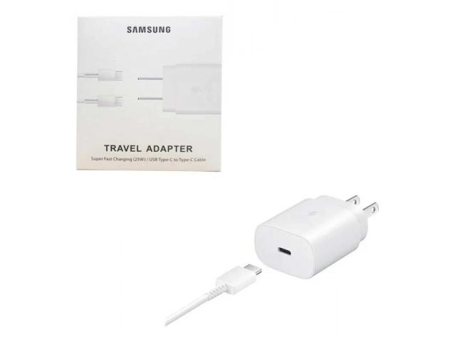 Pack de Cargador de pared Samsung original USB-C 15W blanco y cable USB-C a USB-C de 1 metro. Carga Rápida Adaptable. Avlis Uruguay