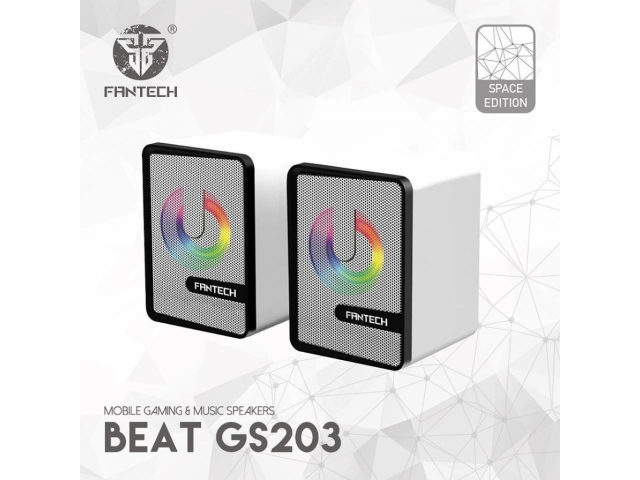 Iluminación RGB activa del Parlante Fantech GS203 Space Edition en ambiente oscuro.