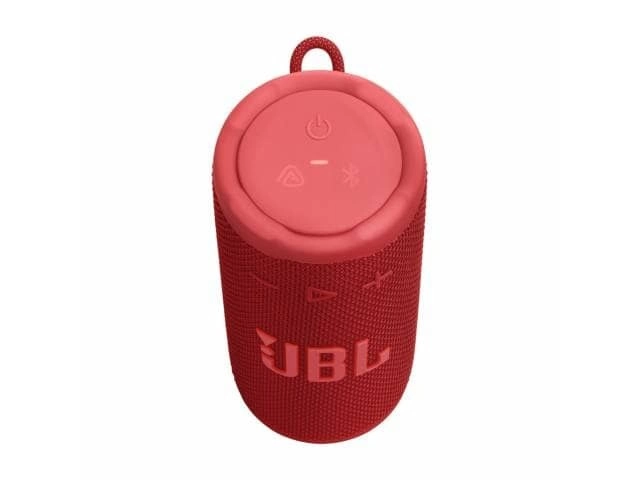 El JBL Grip Red, audaz y resistente (IP68), ofrece 16W de sonido JBL Pro y hasta 14 horas de música.