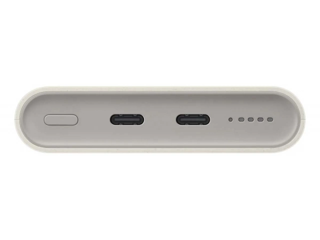 Powerbank Samsung EB-U2510 10000mAh mostrando indicador LED y diseño eco-consciente. Comprá en Avlis, tu tienda de accesorios Samsung en Uruguay.
