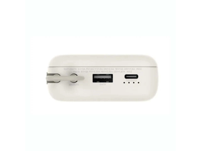 Powerbank Xiaomi 10.000mAh con cable integrado mostrando indicadores LED y capacidad de carga rápida, venta en Avlis Uruguay.