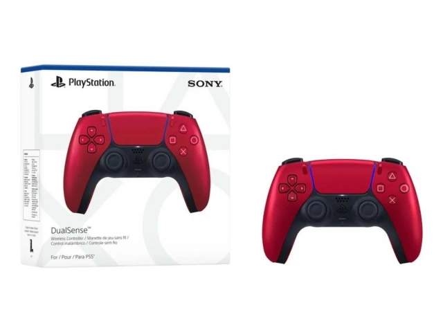 Vista superior del Joystick Sony PS5 DualSense Cosmic Red, destacando sus botones y acabado en dos tonos.