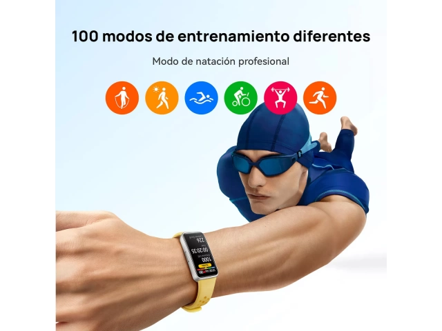 Pulsera de actividad Honor Band 9 negra en la muñeca de una persona, mostrando su diseño cómodo y elegante para el día a día, compra en Avlis.