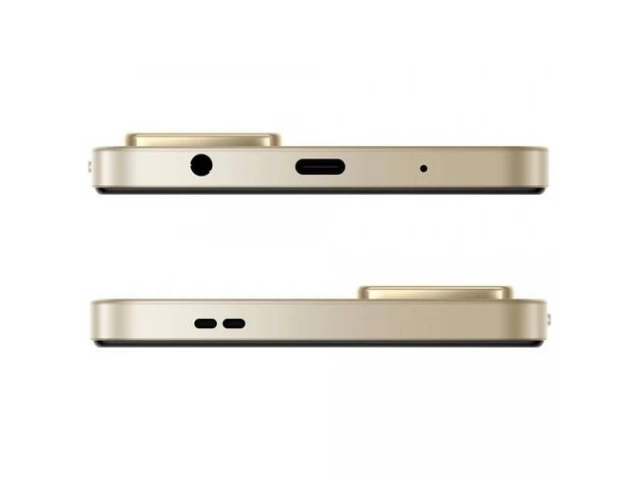 Detalle de los puertos del Redmi A5 dorado, incluyendo USB-C y jack 3.5mm.