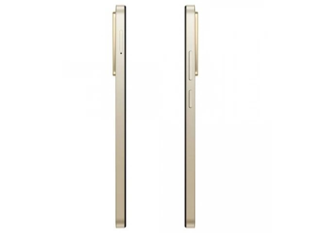 Detalle de los puertos del Redmi A5 dorado, incluyendo USB-C y jack 3.5mm.