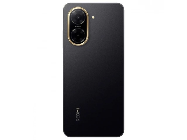 Parte trasera del Xiaomi Redmi A5 negro, destacando su cámara principal de 32 MP y diseño elegante.