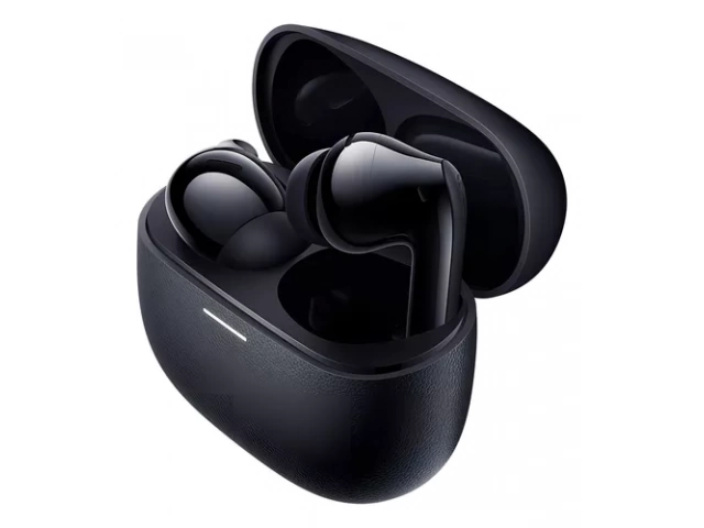 Estuche de carga abierto con los auriculares Redmi Buds 5 Pro en color negro