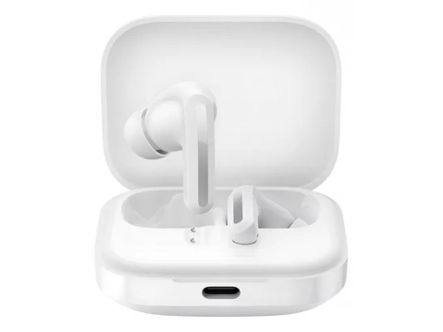 Auriculares Xiaomi Redmi Buds 5 White vistos de frente, diseño moderno y limpio.