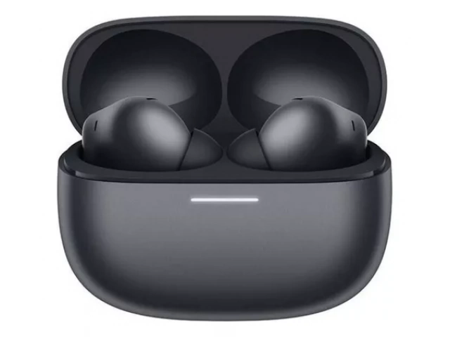 Auriculares Xiaomi Redmi Buds 6 Pro Black vistos de frente, diseño elegante y profesional.