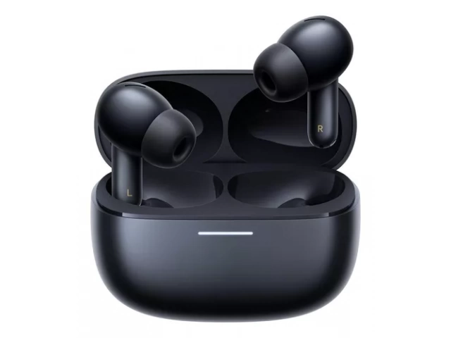 Auriculares Xiaomi Redmi Buds 6 Pro Black vistos de frente, diseño elegante y profesional.
