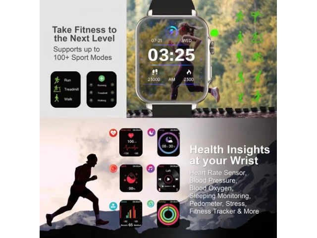 Smartwatch Argom S55 Negro mostrando interfaz de monitoreo de salud y modos deportivos.