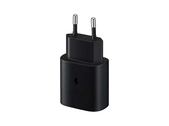 Puerto USB-C del cargador Samsung original 25W negro, diseñado para carga súper rápida y segura. Disponible en Avlis, tu tienda de accesorios