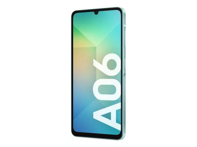 Detalle de la cámara trasera y el moderno diseño en color Green del Samsung Galaxy A06. Avlis Uruguay.