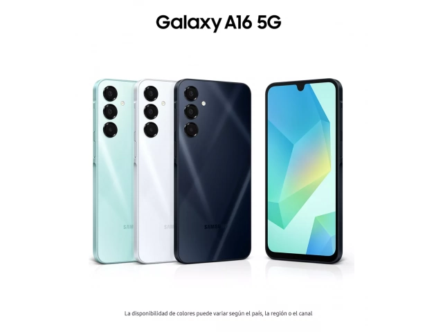 Primer plano de la triple cámara trasera de 50 MP del Galaxy A16 5G.