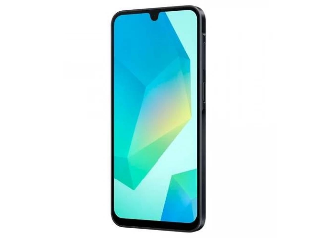 Celular Samsung Galaxy A16 color negro de 128GB, vista frontal, disponible en Avlis Uruguay
