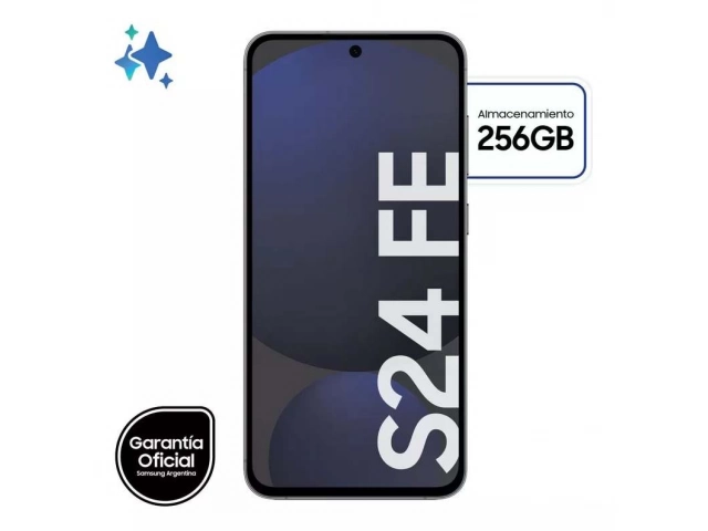 Smartphone Samsung Galaxy S24 FE, 8GB RAM, 256GB almacenamiento, color Graphite, vista frontal, en Avlis, Uruguay.