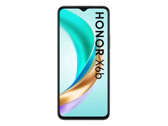 Detalle de la cámara trasera y el acabado verde del smartphone Honor X6b, 256GB, mostrando su diseño fresco, en Avlis.