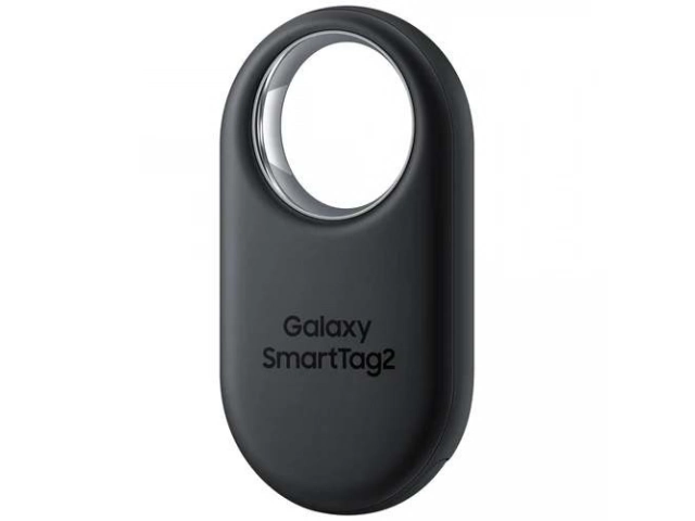 Diseño renovado con anillo metálico del Samsung Galaxy SmartTag2 negro, resistente y duradero, en Avlis.