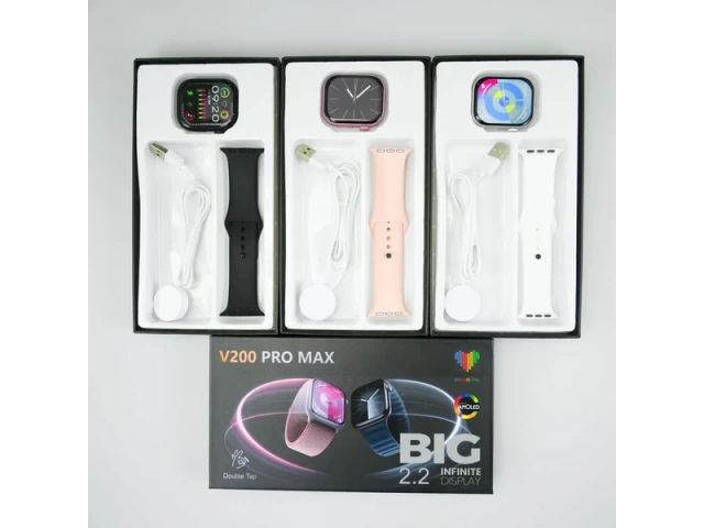 Detalle de la correa de silicona negra del smartwatch V200 Pro Max Series 9.