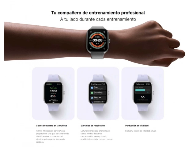 Smartwatch Xiaomi Redmi Watch 5 Black vista frontal con pantalla AMOLED