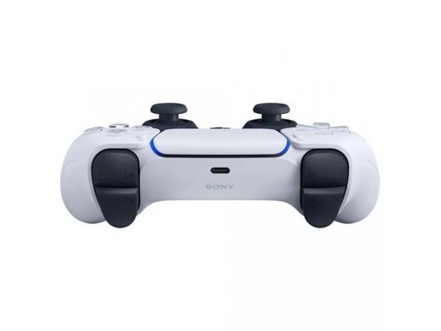 Detalle de los gatillos adaptativos y la tecnología de retroalimentación háptica del joystick Sony PS5 DualSense blanco. Avlis.