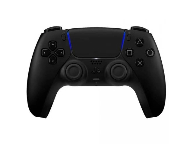 Control inalámbrico Sony DualSense para PS5 color negro (Midnight Black), vista frontal, disponible en Avlis Uruguay.