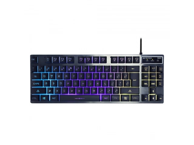 Imagen frontal del teclado Fantech K613 TKL II, destacando sus 87 teclas y diseño ergonómico