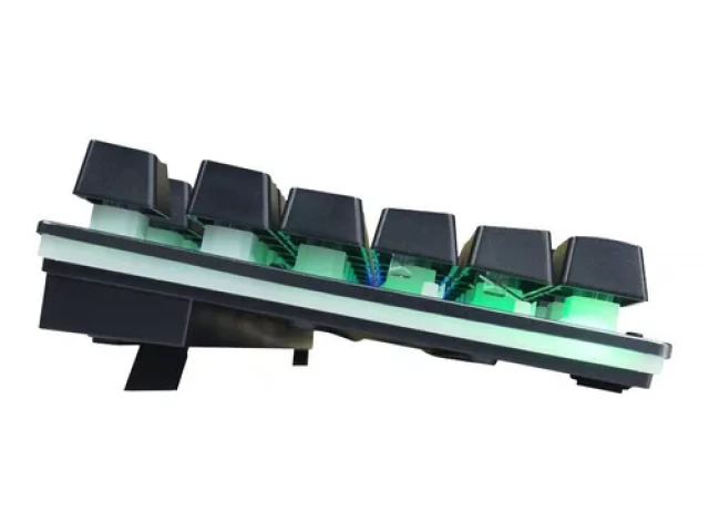Vista lateral del teclado Fantech K613 TKL II, resaltando su perfil delgado y cable trenzado