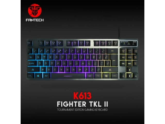 Primer plano de las teclas del teclado Fantech K613 TKL II, diseñadas para una respuesta rápida y precisa.