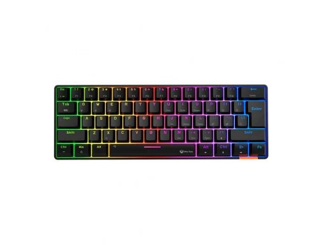 Teclado Mecánico Gamer Meetion MK005 en color negro, con retroiluminación Rainbow RGB, switches Azules y layout en Español. Avlis Uruguay