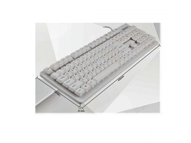 Detalle de las teclas tipo chocolate del teclado Meetion K202 blanco, tipeo silencioso y confortable, en Avlis.