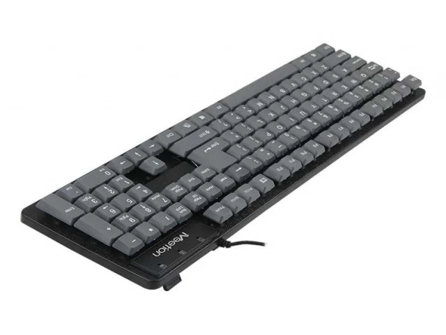 Detalle de las teclas tipo chocolate del teclado Meetion K202 gris, tipeo confortable y silencioso, en Avlis.