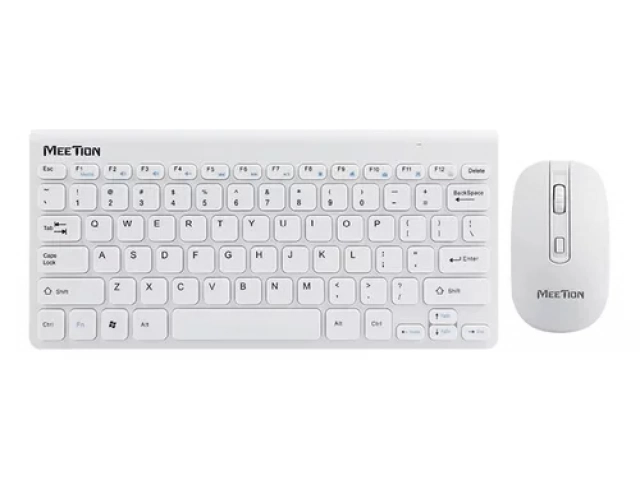 Teclado Meetion Mini4000 Blanco, diseño compacto y elegante, ideal para oficinas y escritorios minimalistas en Uruguay.