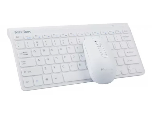 Vista superior del teclado compacto Meetion Mini4000 Blanco, mostrando la distribución de teclas