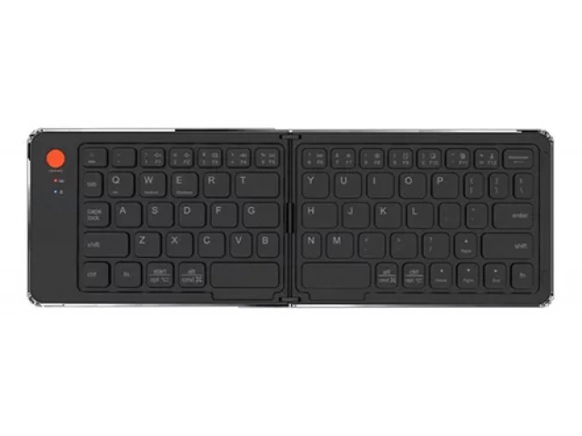 Teclado plegable Bluetooth Meetion BTK001 en color negro, compacto y portátil para profesionales en movimiento.