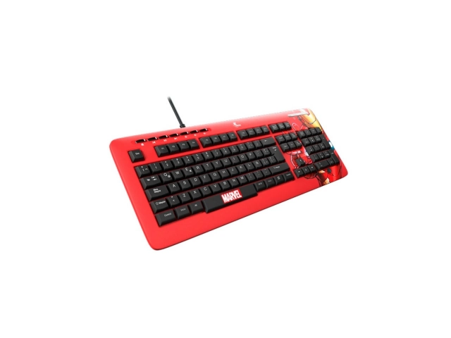 Vista lateral del teclado Xtech Iron Man mostrando su diseño ergonómico.%u200B  