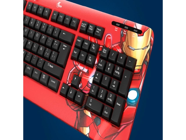 Detalle de las 7 teclas multimedia del teclado Xtech edición Iron Man