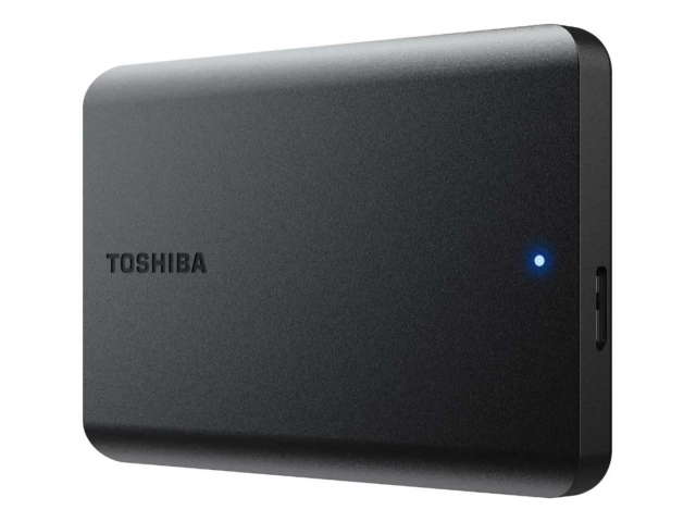 Detalle de la conexión USB 3.2 y el diseño compacto y portátil del disco duro externo Toshiba Canvio 4TB. Avlis.