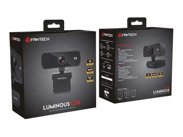Webcam Fantech Luminous C30 con resolución 2K QHD (4MP) y micrófono integrado. Video de alta calidad para PC. Avlis Uruguay