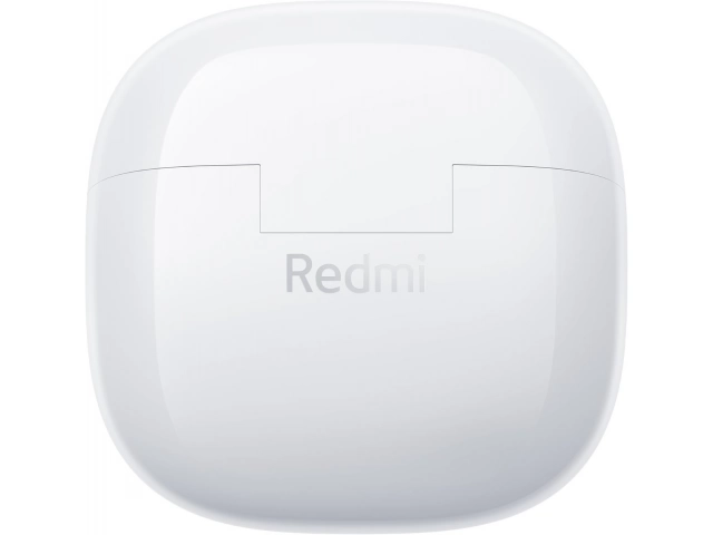 Vista frontal de los Xiaomi Redmi Buds 6 Lite White mostrando su diseño compacto y elegante.