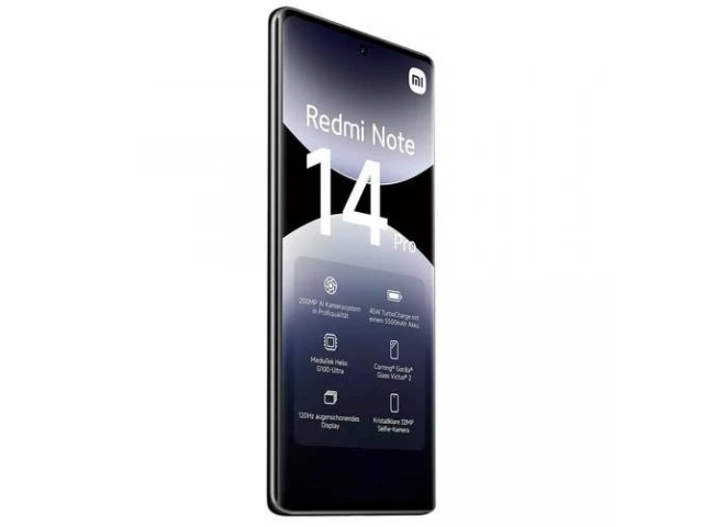 Smartphone Xiaomi Redmi Note 14 Pro 5G color Negro con 8GB RAM y 256GB, cámara 200MP y conectividad 5G, disponible en Avlis Uruguay