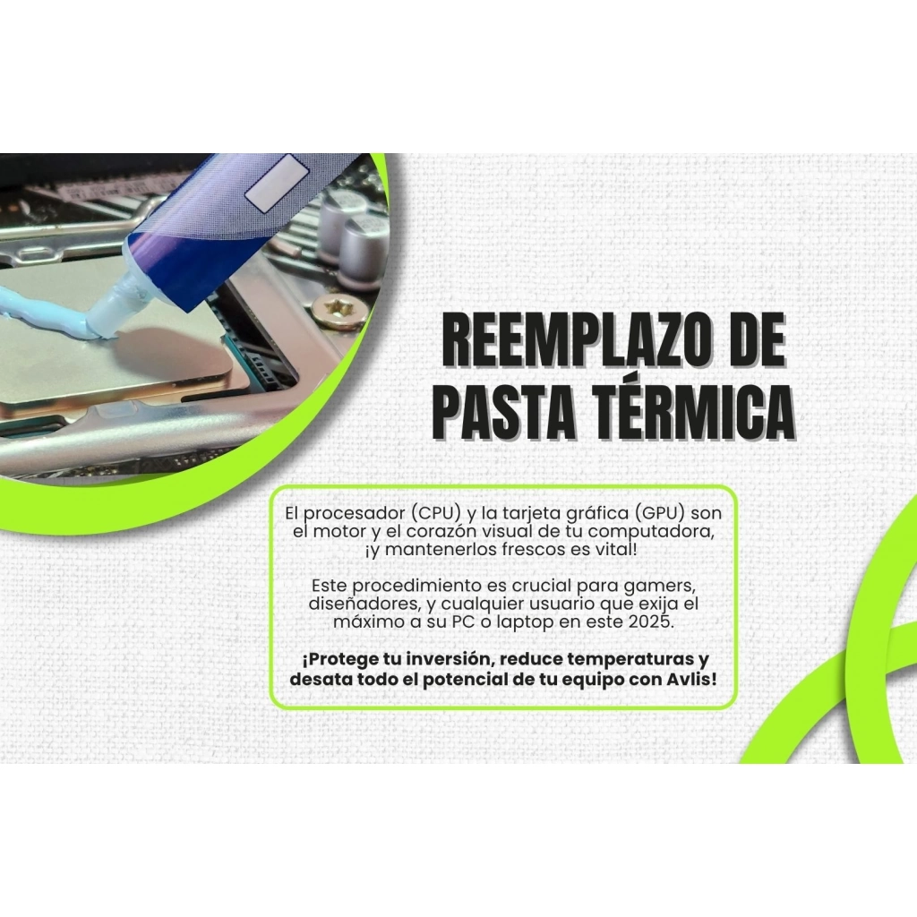 Reemplazo de pasta térmica del procesador y tarjeta gráfica