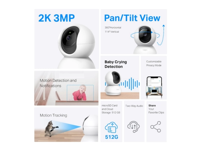 Vigila tu hogar con la C&aacute;mara Tapo C210 de 3MP. Visi&oacute;n 360&deg;, audio bidireccional y detecci&oacute;n de movimiento. 