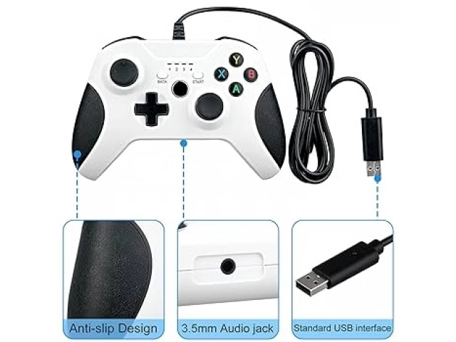 Joystick Cableado Blanco para PC - Control Preciso y Estilo